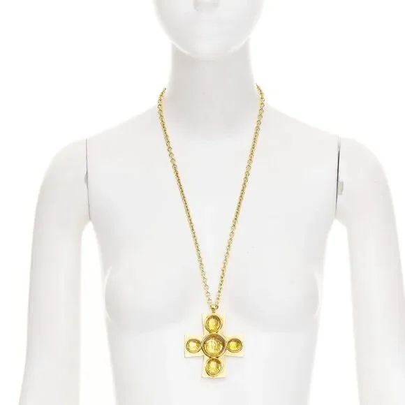 Chanel Resin Byzantine Cross pendant long necklace