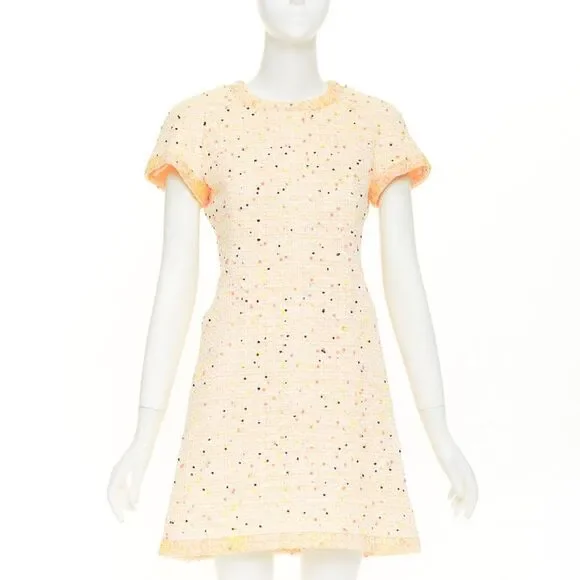 Chanel speckle tweed lace dress