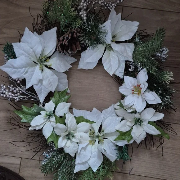 White Poinsettia Wreath