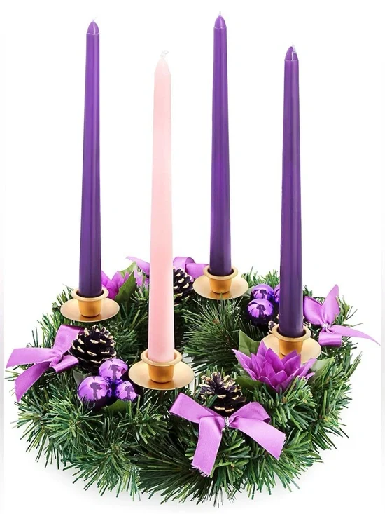 Advent Wreath with Purple and Pink Candles