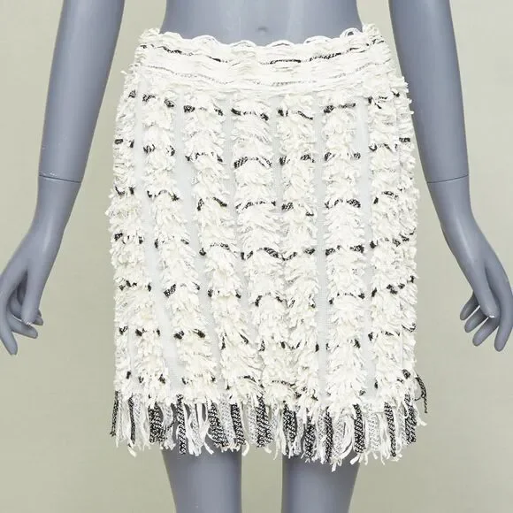 Chanel logo print tweed A-line skirt