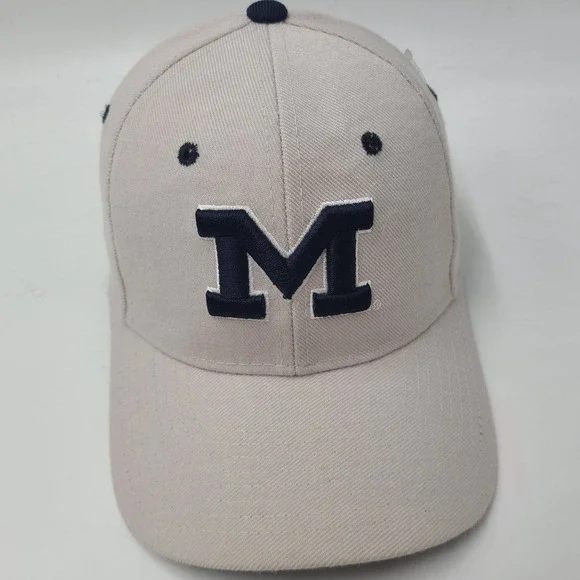 Michigan Wolverines Hat Fitted 6 3/4 Zephyr Gray Blue NCAA University Wool Blend