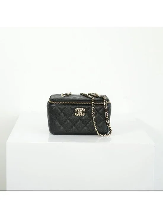 Chanel Black Caviar Vanity (Jewel CC Logo) Full Set