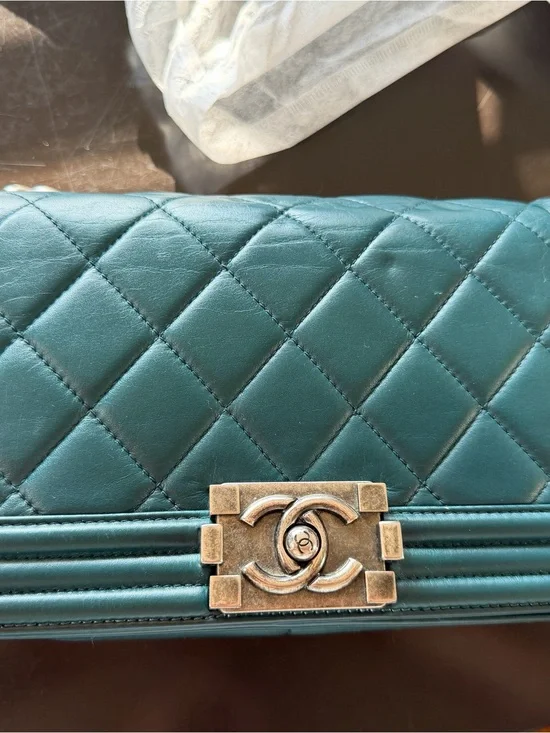 CHANEL Quilted Crossbody Bag in Teal with Gold Hardware