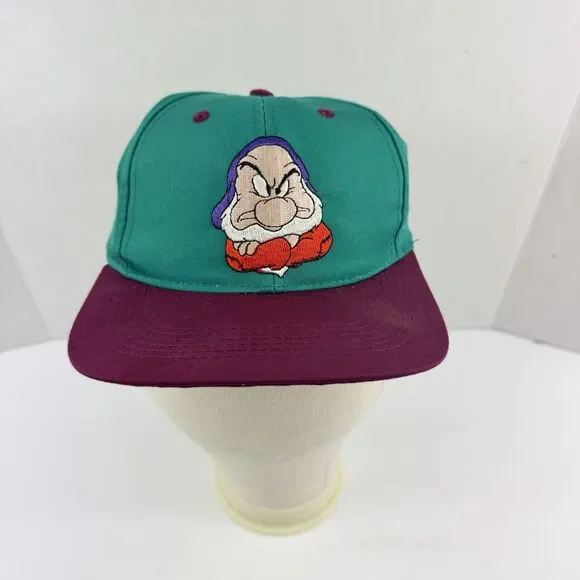 GRUMPY Vintage Walt Disney Youth Snapback Hat Cap Snow White & The Seven Dwarfs