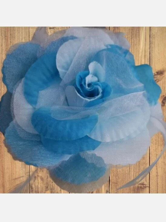 Vintage Flower Pin Light Blue Rose