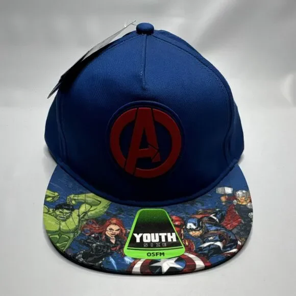 Marvel Avengers Yourh Adjustable Baseball Cap One Size Blue Graphic