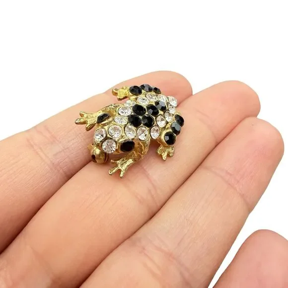 Vintage Jewelry Frog Brooch Rhinestone Frog Pin