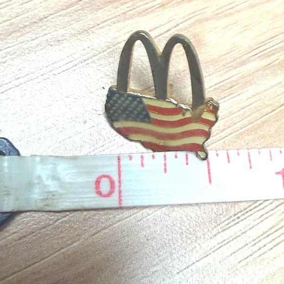 Vintage McDonalds Golden Arches USA Flag Map Lapel Pin Patriotic Advertising