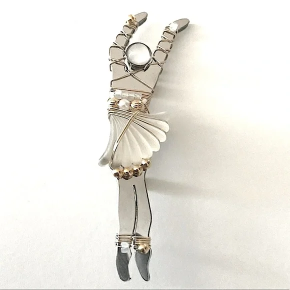 2000 Vintage LizTech Ballerina Brooch Pin Signed