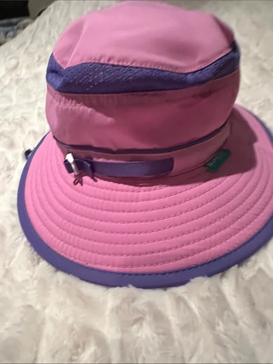 Kids Pink and Purple Sun Bucket Hat - Adjustable Outdoor Hat