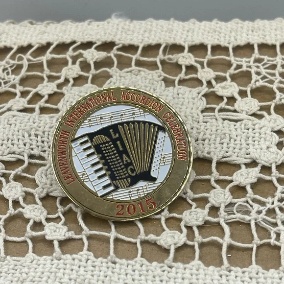Gold and‎ White Accordion Celebration Pin 2015