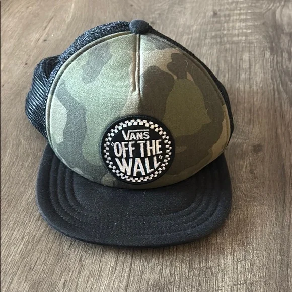 Vans Green and Black Trucker Hat with Mesh Back