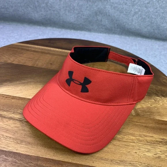 Under Armour‎ Hat Visor Strap Back Youth One Size Red Logo Golf Sports Athletic