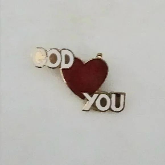 Vintage gift creations God Loves You brooch pin