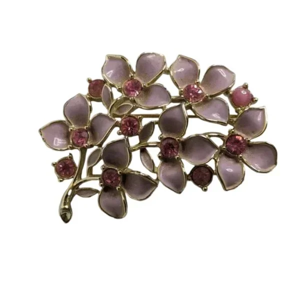 Vintage Sarah‎ Coventry Pink And Purple Enamel Floral Brooch