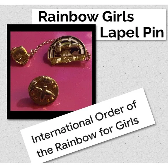 Rainbow Girls - Vintage Two Piece Enamel Lapel Pins - Gavel Pin IORG
