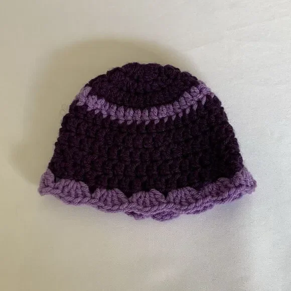 Handmade‎ Crochet Baby Hat Purple Lavender Soft Knit Infant Beanie Newborn Gift