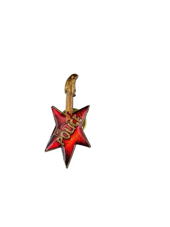Vintage The Police Star Guitar Lapel Pin Red & Gold Enamel Collectible