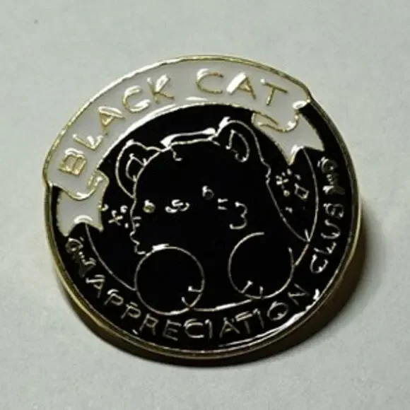 Black Cat Appreciation Society Pin Kitty Lapel Hat Brooch