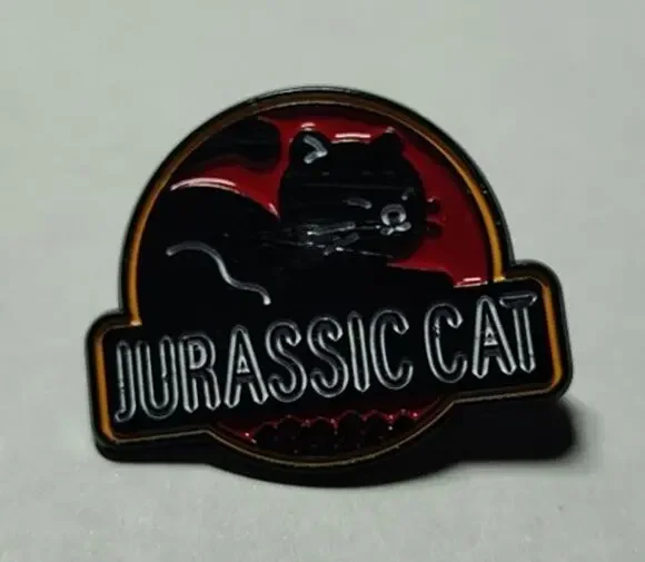 Fun Jurassic Black Cat Pin Kitty Lapel Hat Brooch