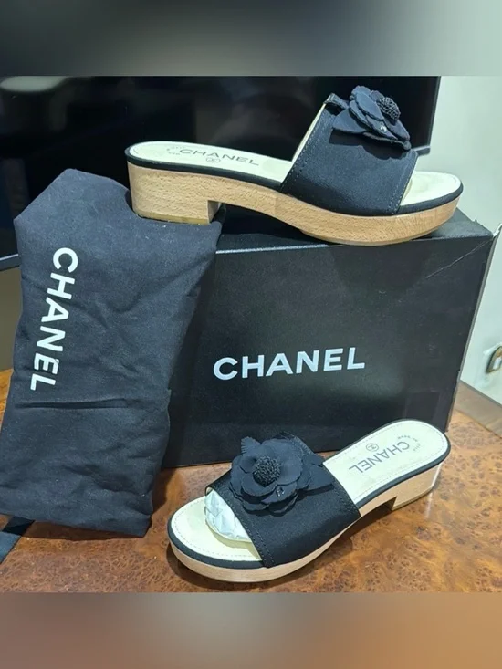 CHANEL Black Women Heel Sandals with Classic Elegancy