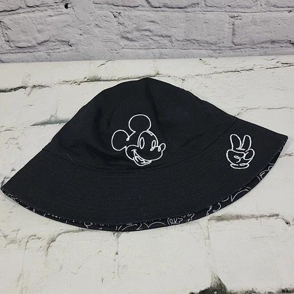 Disney Parks Mickey Mouse Allover Reversible Black‎ Youth Bucket Hat