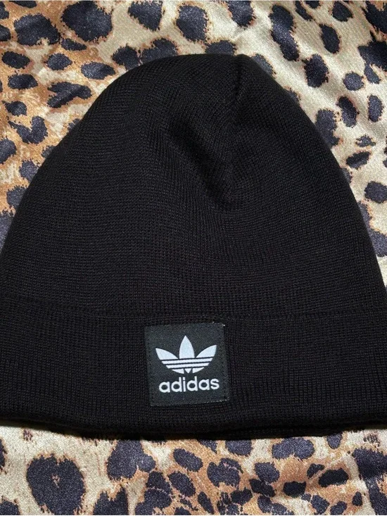 Adidas Originals Kids Black Logo Cuffed Knit Beanie Hat