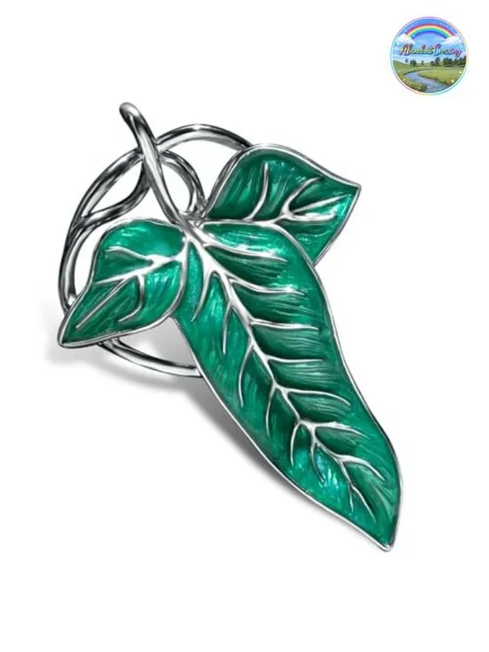 Elegant Elven Green Tree Leaf Enamel Pin Brooch Cloak Clasp Cosplay Jewelry