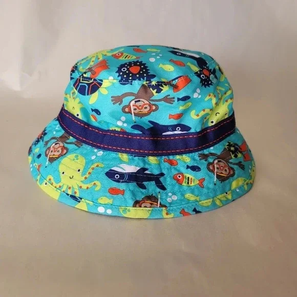 Old Navy Boys 12-18 MONTHS Swim & Sun Hat GREEN BLUE Aquarium