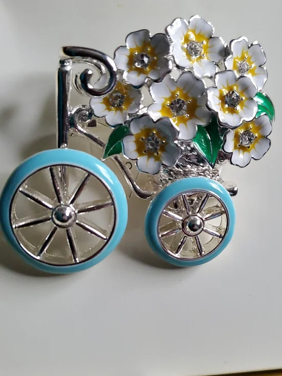Bicycle And Daisy Brooch