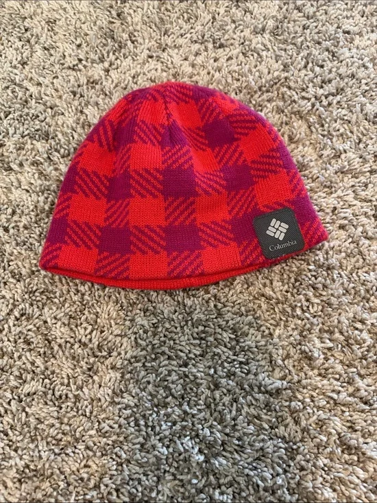 Columbia Kids Red & Purple Check Beanie
