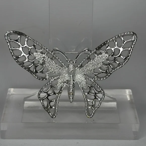 Elegant Silver Butterfly Brooch