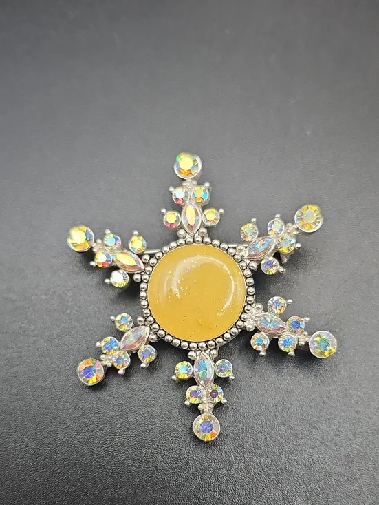 Aurora Yellow Starburst Crystal Brooch