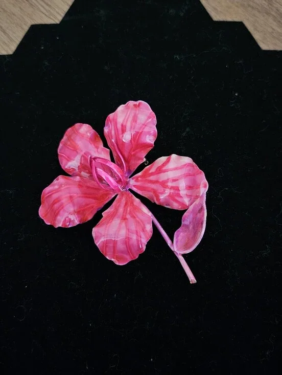 Vintage Pink Flower Brooch