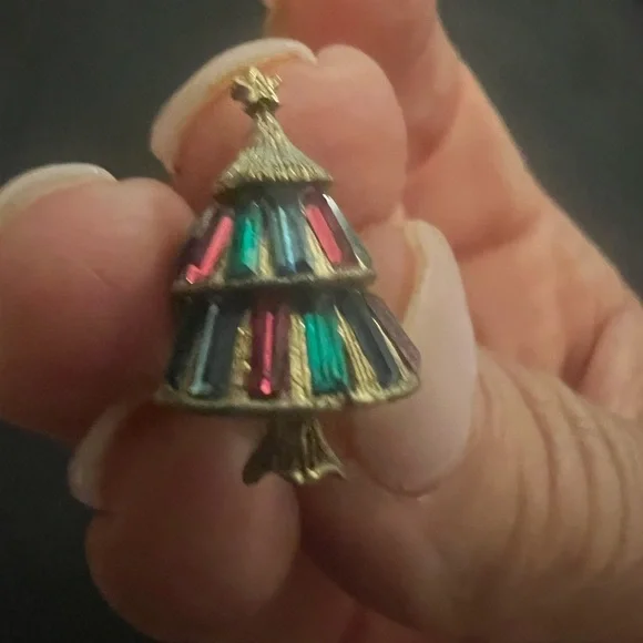 Colorful Christmas Tree Brooch VTG