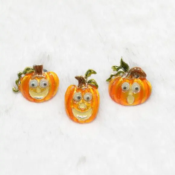 Vintage AJMC Halloween Lot Pumpkin Brooch Pin Enamel Autumn Fall Costume Jewelry