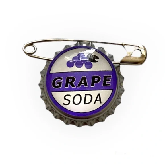 Grape Soda Bottle Cap Pin Adventure Brooch Pinback
