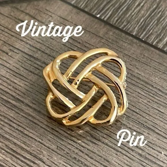 Vintage Woven Gold-tone Knot Pin - Brooch