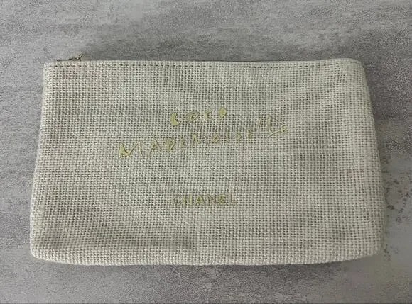 Chanel Coco Mademoiselle Makeup GoldPouch Bag GWP Zipper Closure