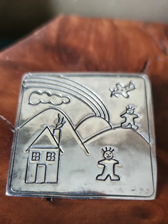 Taxco Sterling Silver Storybook Scene Brooch Pendant EUC