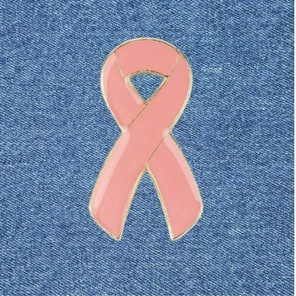 Pink Ribbon Breast Cancer Awareness Enamel Pin Gold Tone Lapel Hat Bag Accessory