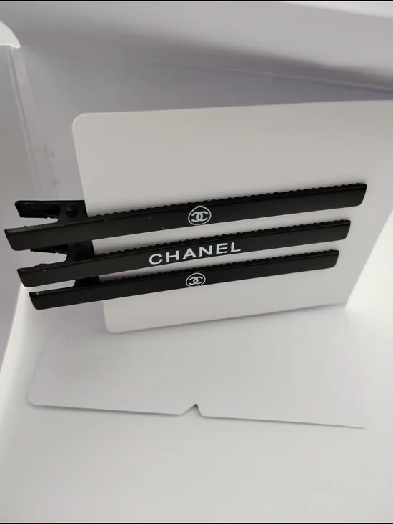 CHANEL Black Logo Hair Clips Set of 3 BRAND NEW