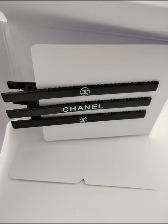 Chanel Black Logo Hair Clips - Set of 3 Brand New