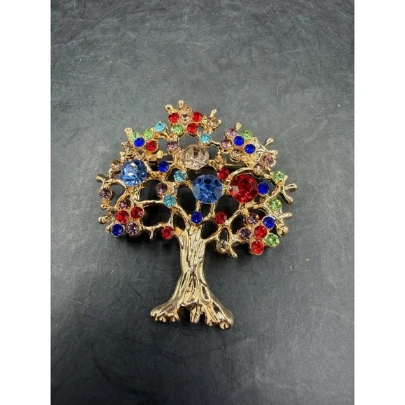 Vintage Tree of Life Brooch 🌳✨ Gold‑Tone Figural Pin – Symbolic Jewelry