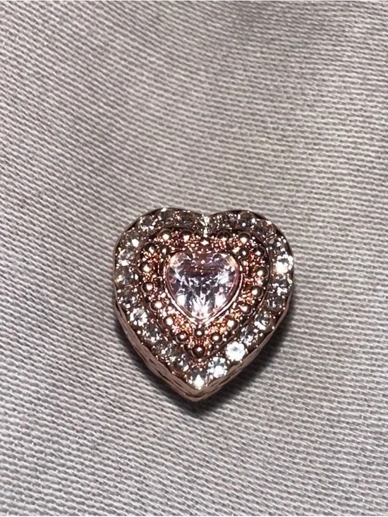 Rose Gold Heart Charm with Pink Center Crystal