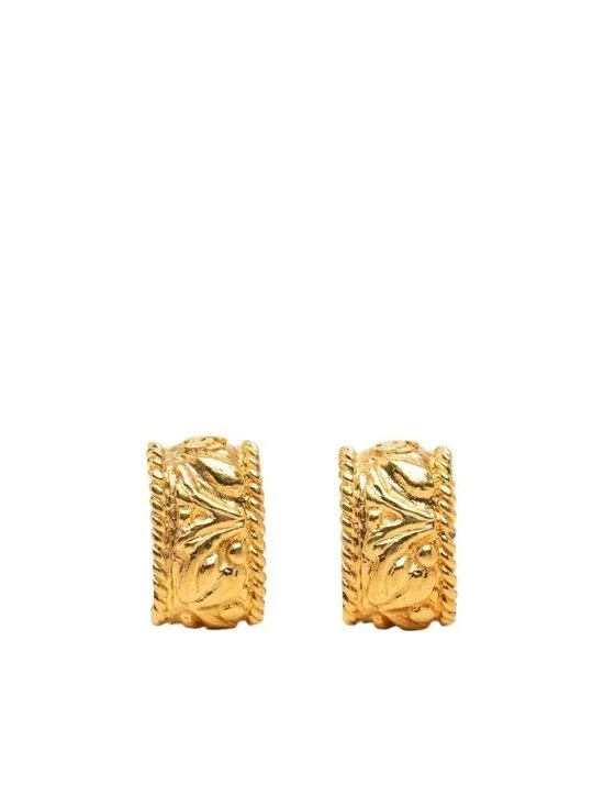 Chanel CC Logo Earrings Gold Plated