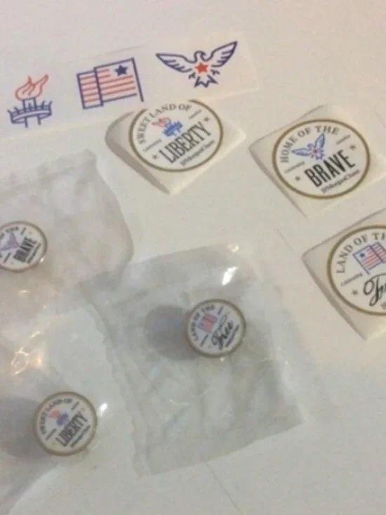 3 America USA 250 Year Celebration Pins Stickers Chase Bank Free Brave Liberty