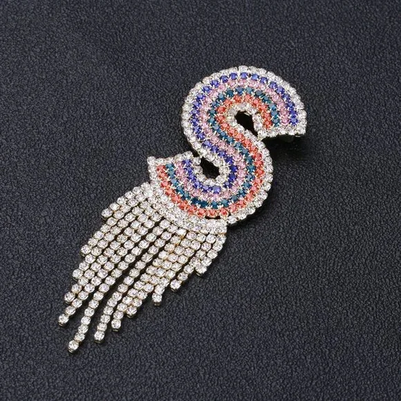 SAKS FIFTH AVENUE LETTER S brooch pin enamel
