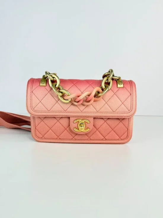 Chanel 19 Small Quilted Caviar Leather Flap Shoulder Crossbody Bag